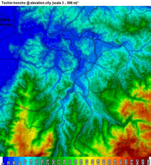 Zoom OUT 2x Tochio-honchō, Japan elevation map
