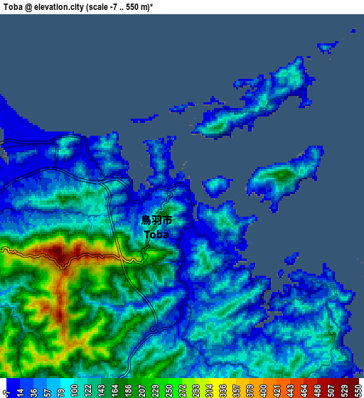 Zoom OUT 2x Toba, Japan elevation map