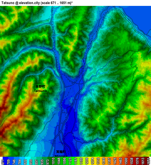 Zoom OUT 2x Tatsuno, Japan elevation map