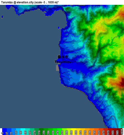 Zoom OUT 2x Tarumizu, Japan elevation map