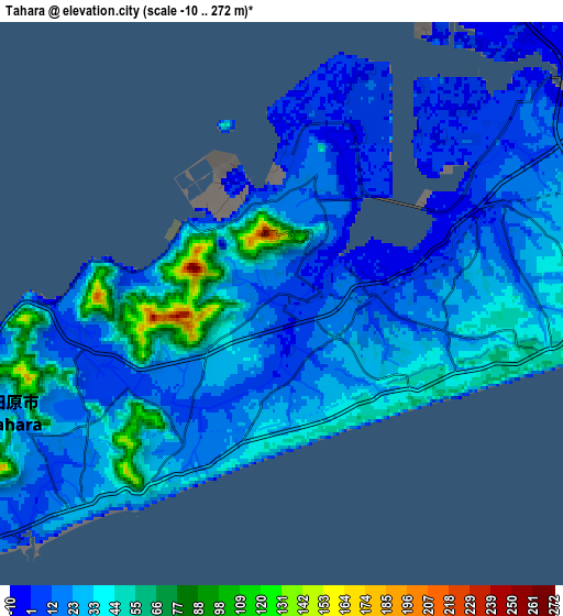 Zoom OUT 2x Tahara, Japan elevation map