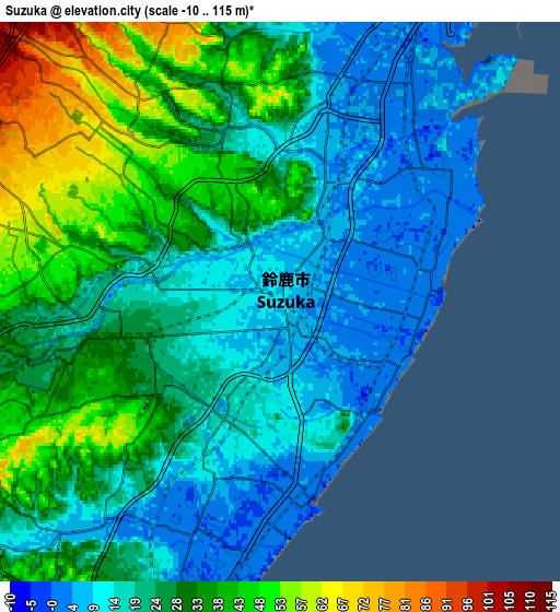 Zoom OUT 2x Suzuka, Japan elevation map