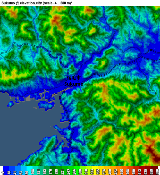 Zoom OUT 2x Sukumo, Japan elevation map