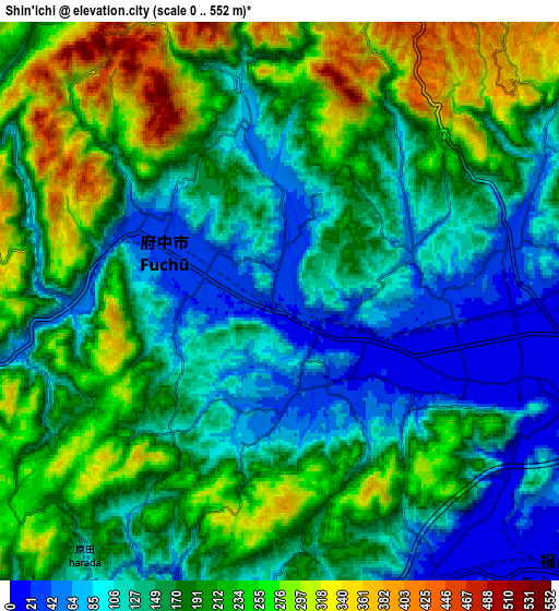 Zoom OUT 2x Shin’ichi, Japan elevation map