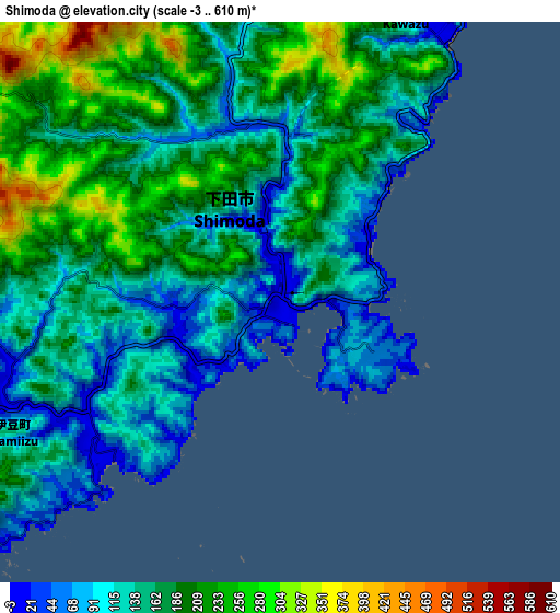 Zoom OUT 2x Shimoda, Japan elevation map