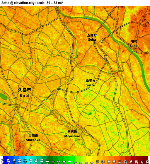Zoom OUT 2x Satte, Japan elevation map