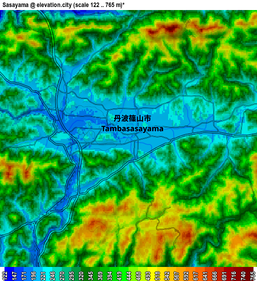 Zoom OUT 2x Sasayama, Japan elevation map