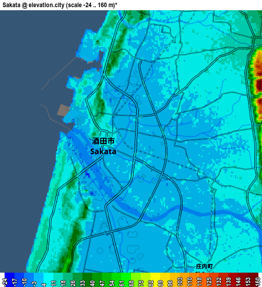 Zoom OUT 2x Sakata, Japan elevation map