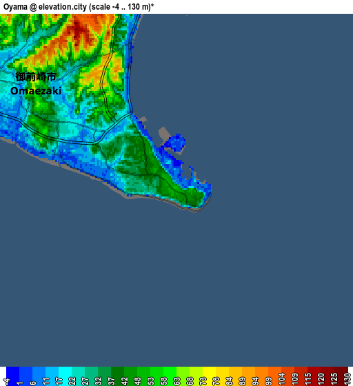 Zoom OUT 2x Ōyama, Japan elevation map