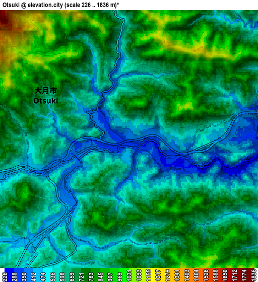 Zoom OUT 2x Ōtsuki, Japan elevation map