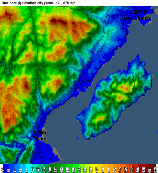 Zoom OUT 2x Ōno-hara, Japan elevation map