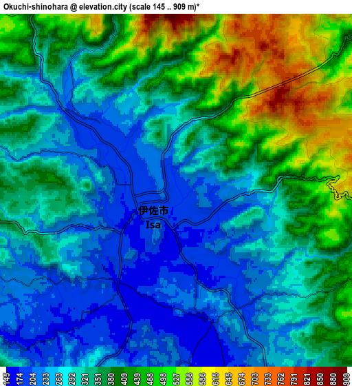 Zoom OUT 2x Ōkuchi-shinohara, Japan elevation map