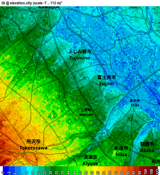Zoom OUT 2x Ōi, Japan elevation map