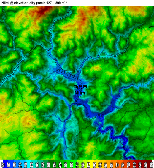Zoom OUT 2x Niimi, Japan elevation map