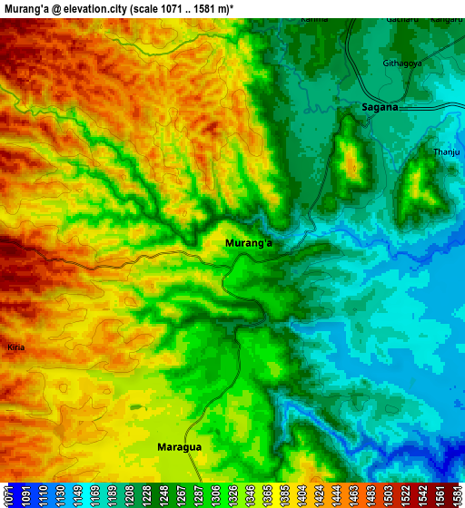 Zoom OUT 2x Murang’a, Kenya elevation map