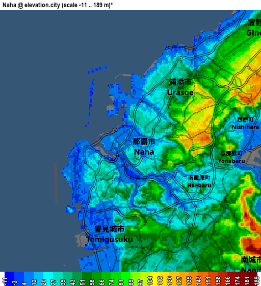 Zoom OUT 2x Naha, Japan elevation map