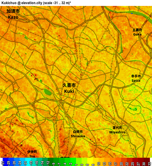 Zoom OUT 2x Kukichūō, Japan elevation map