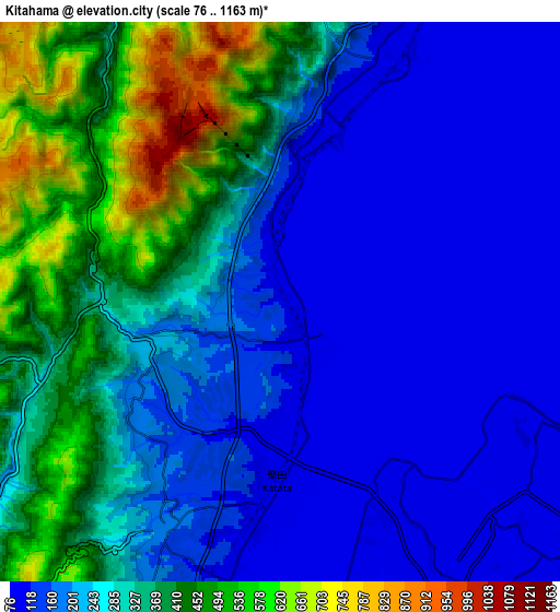 Zoom OUT 2x Kitahama, Japan elevation map