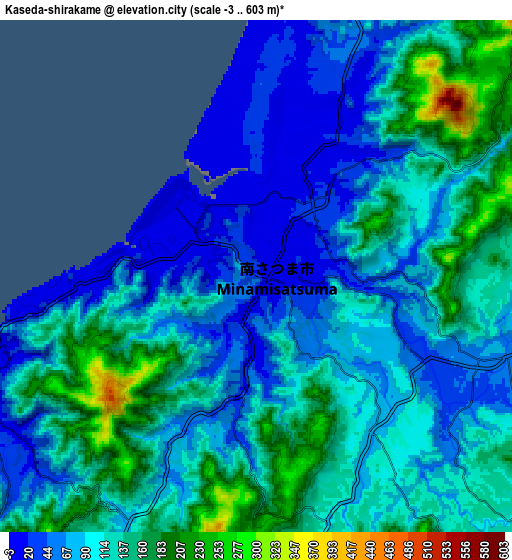 Zoom OUT 2x Kaseda-shirakame, Japan elevation map