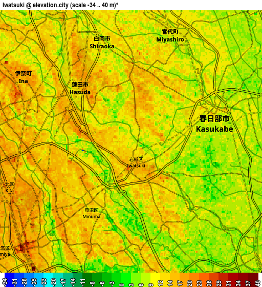 Zoom OUT 2x Iwatsuki, Japan elevation map