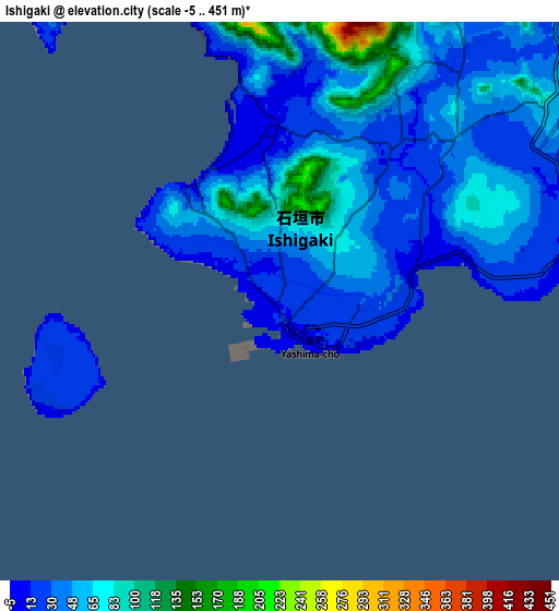 Zoom OUT 2x Ishigaki, Japan elevation map