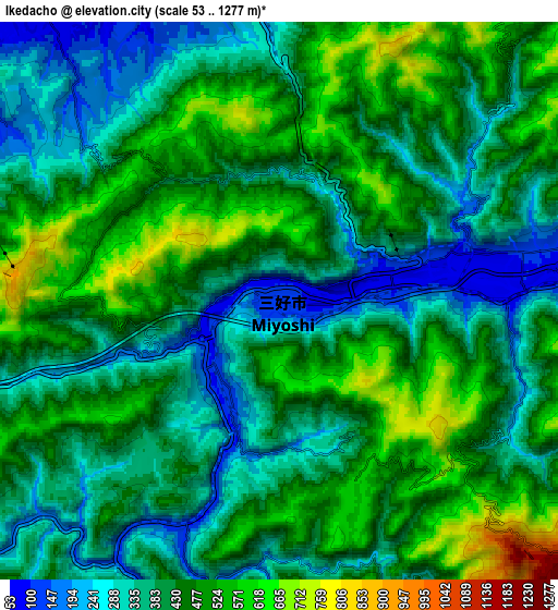 Zoom OUT 2x Ikedachō, Japan elevation map