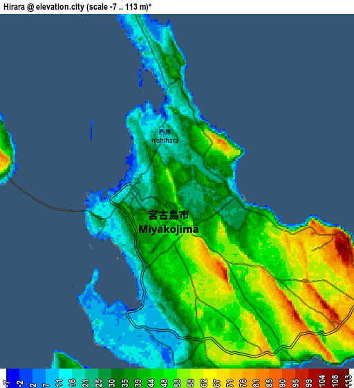 Zoom OUT 2x Hirara, Japan elevation map