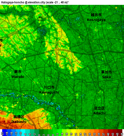 Zoom OUT 2x Hatogaya-honchō, Japan elevation map