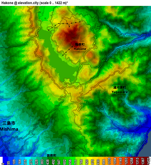 Zoom OUT 2x Hakone, Japan elevation map