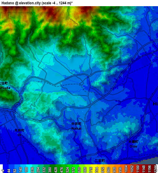 Zoom OUT 2x Hadano, Japan elevation map