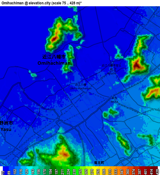 Zoom OUT 2x Ōmihachiman, Japan elevation map