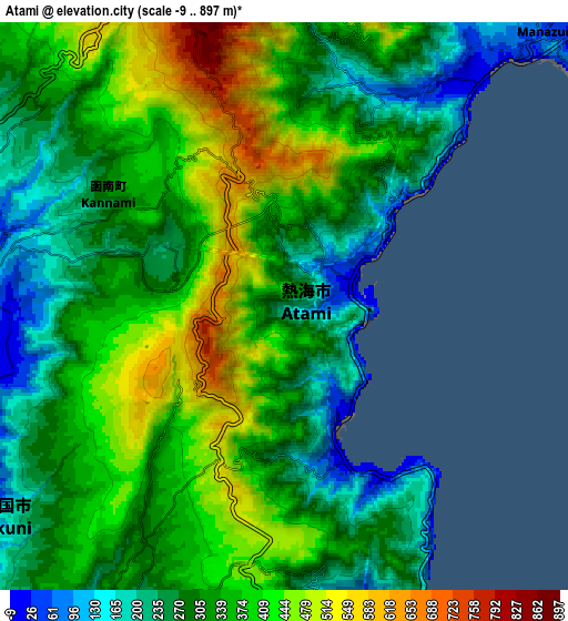 Zoom OUT 2x Atami, Japan elevation map
