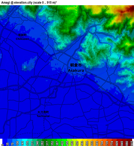 Zoom OUT 2x Amagi, Japan elevation map