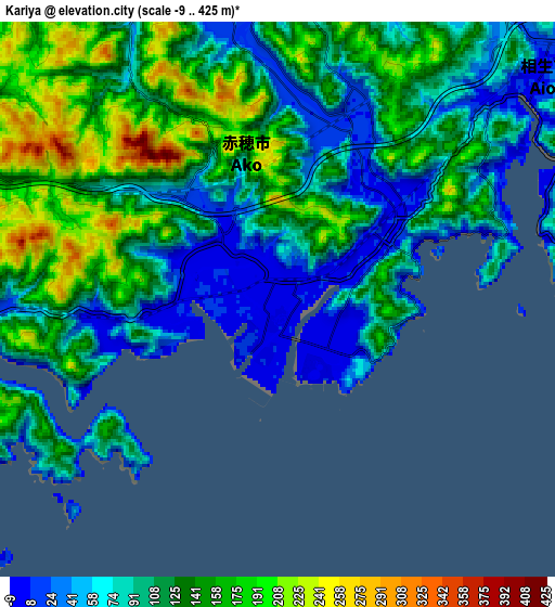 Zoom OUT 2x Kariya, Japan elevation map