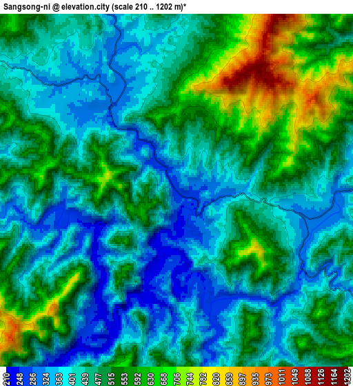 Zoom OUT 2x Sangsŏng-ni, North Korea elevation map