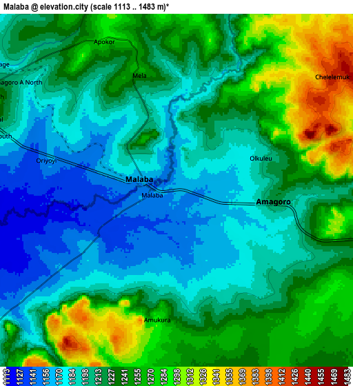 Zoom OUT 2x Malaba, Kenya elevation map