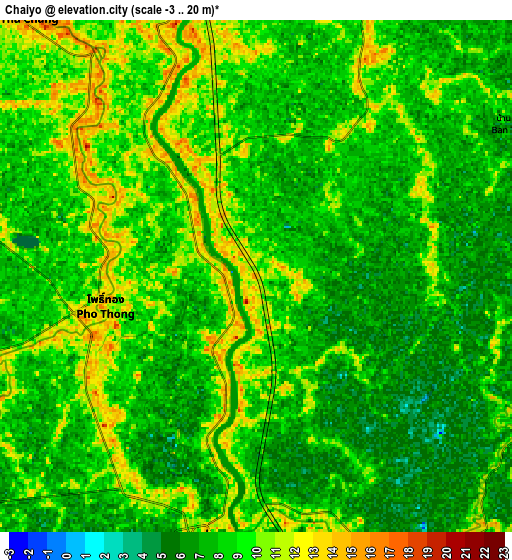 Zoom OUT 2x Chaiyo, Thailand elevation map