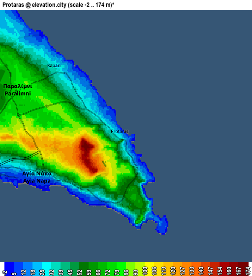 Zoom OUT 2x Protaras, Cyprus elevation map