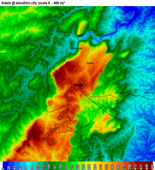 Zoom OUT 2x Kwale, Kenya elevation map