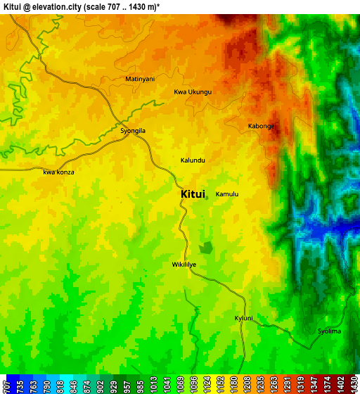 Zoom OUT 2x Kitui, Kenya elevation map