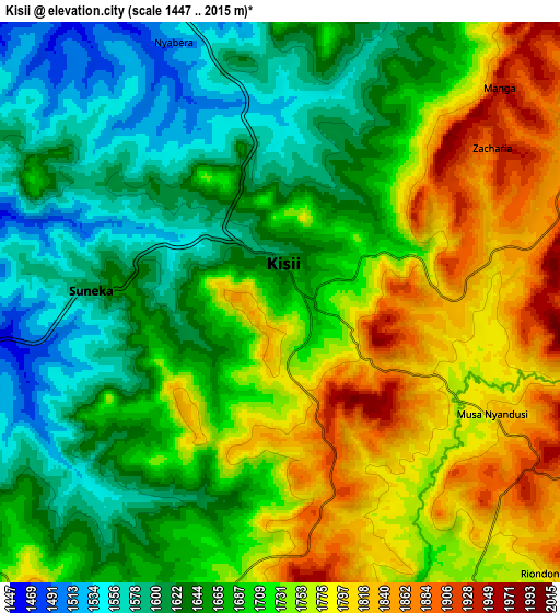Zoom OUT 2x Kisii, Kenya elevation map