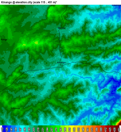 Zoom OUT 2x Kinango, Kenya elevation map