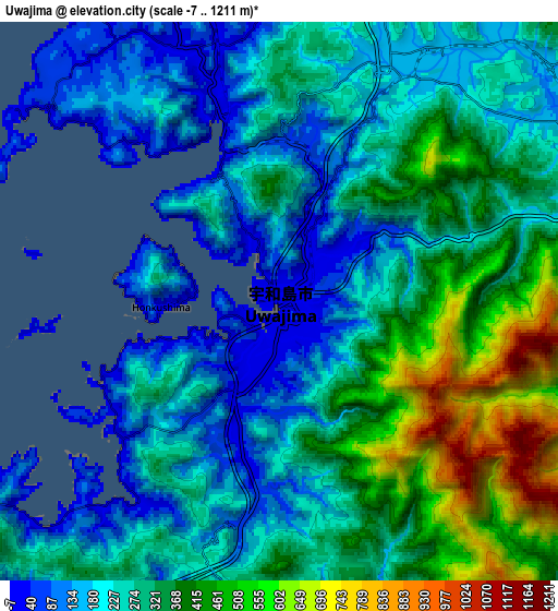 Zoom OUT 2x Uwajima, Japan elevation map