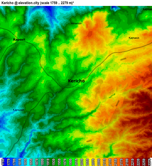 Zoom OUT 2x Kericho, Kenya elevation map