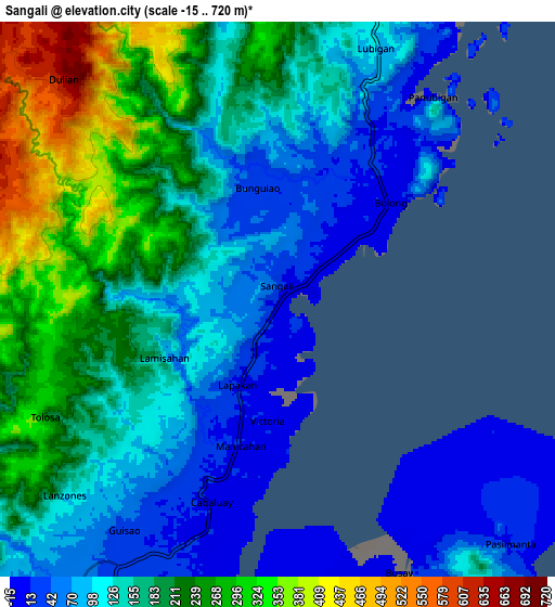 Zoom OUT 2x Sangali, Philippines elevation map