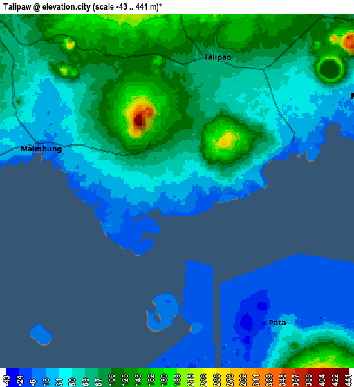 Zoom OUT 2x Talipaw, Philippines elevation map