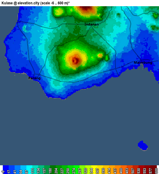 Zoom OUT 2x Kulase, Philippines elevation map