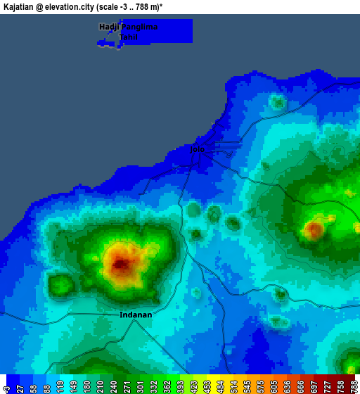 Zoom OUT 2x Kajatian, Philippines elevation map