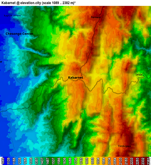Zoom OUT 2x Kabarnet, Kenya elevation map