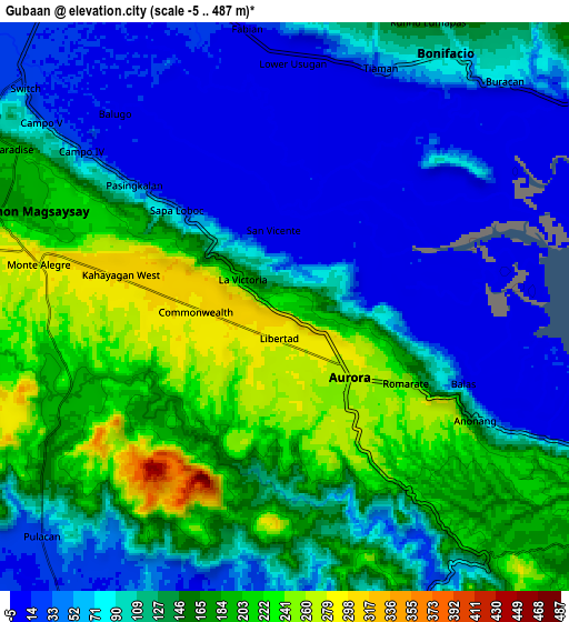 Zoom OUT 2x Gubaan, Philippines elevation map